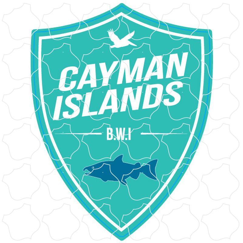 Cayman Islands B.W.I Teal Shield w/ Dolphin