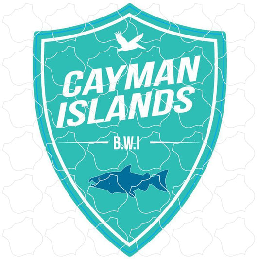 Cayman Islands B.W.I Teal Shield w/ Dolphin