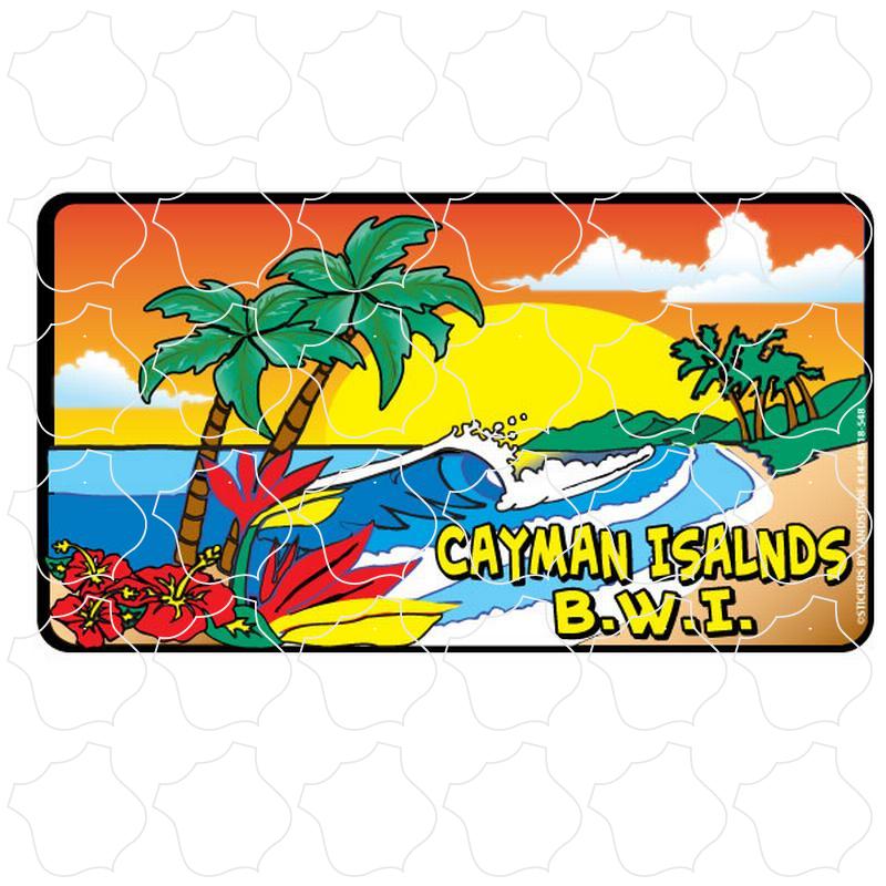 Cayman Islands B.W.I Beach & Palms with name (like L:42024 Maui)