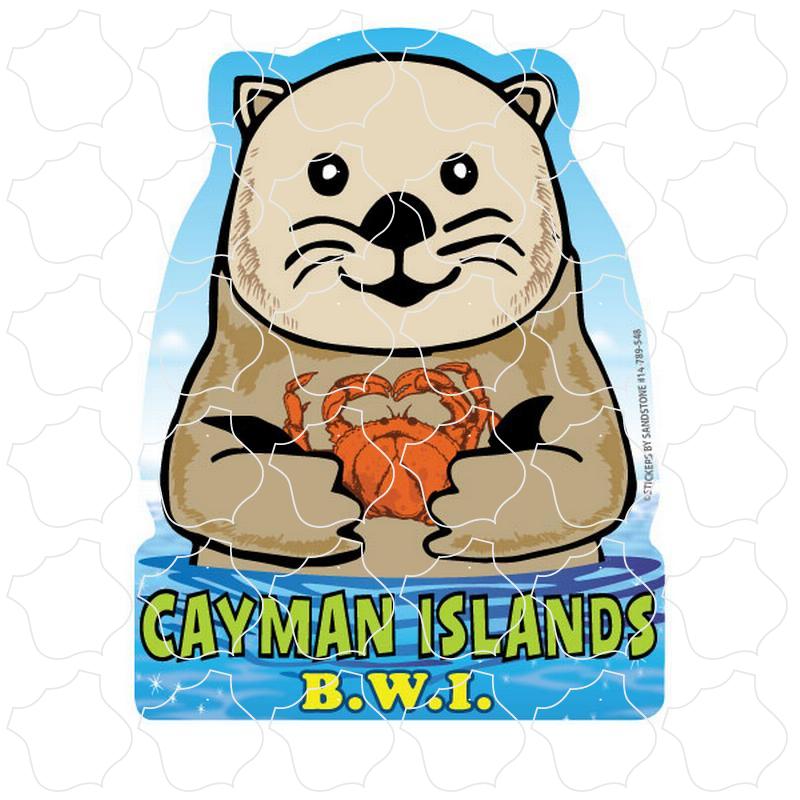Cayman Islands B.W.I Sea Otter Cartoon w/crab