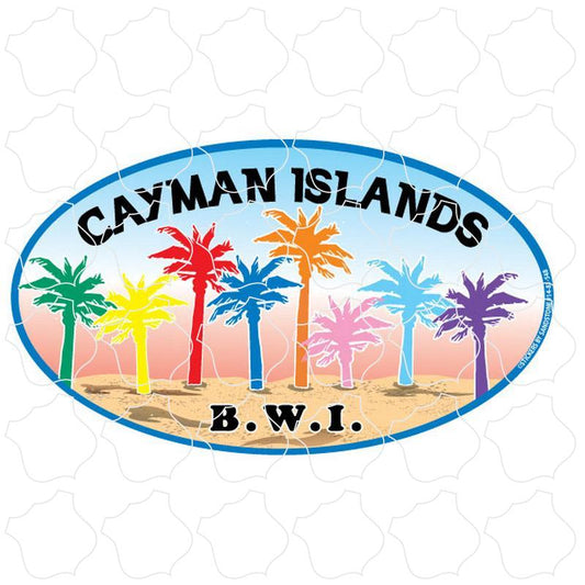 Cayman Islands B.W.I 8 Colored Palms Sand