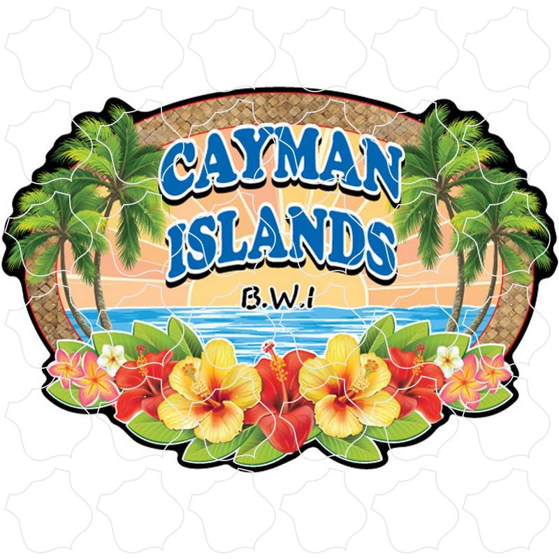 Cayman Islands B.W.I Wicker Hibiscus Oval