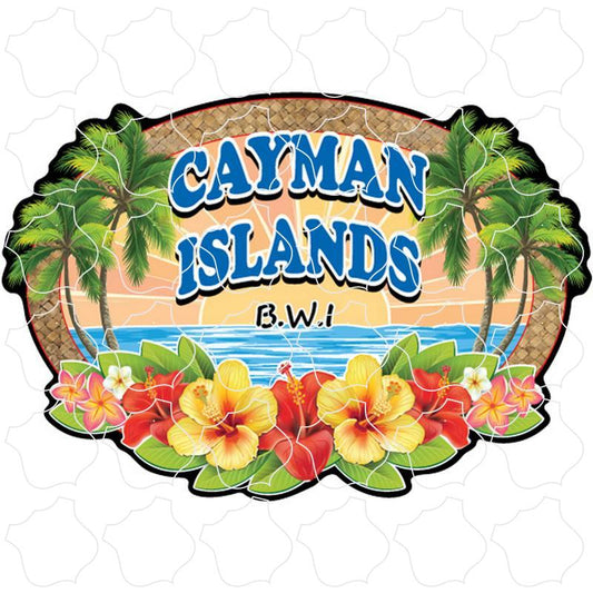 Cayman Islands B.W.I Wicker Hibiscus Oval