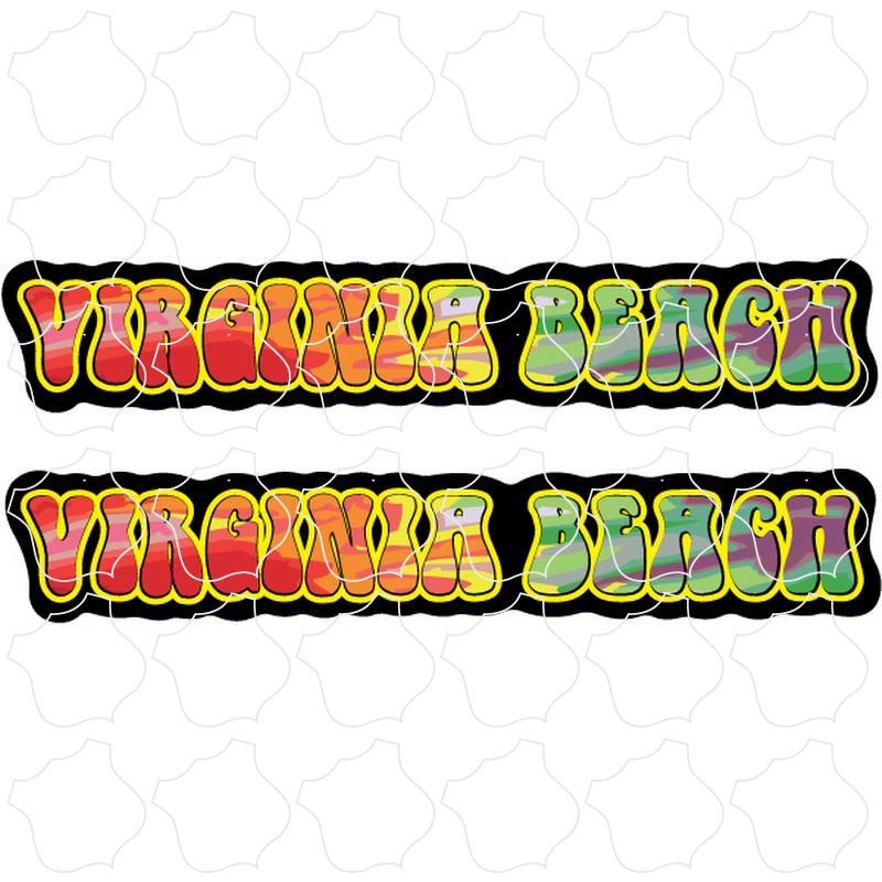 Virginia Beach, Virginia Tie Dye 2 Up Sticker Sheet