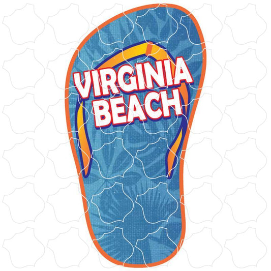 Virginia Beach, Virginia Flip Flop With Blue Hawaiian Print