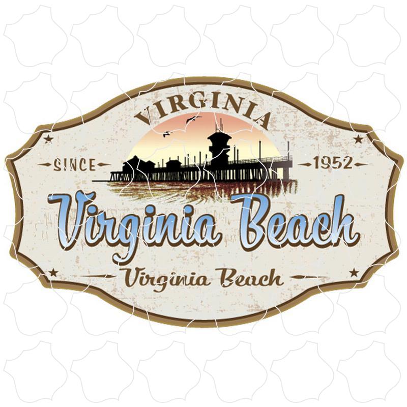 Virginia Beach, Virginia Vintage Rectangle Pier Silhouette