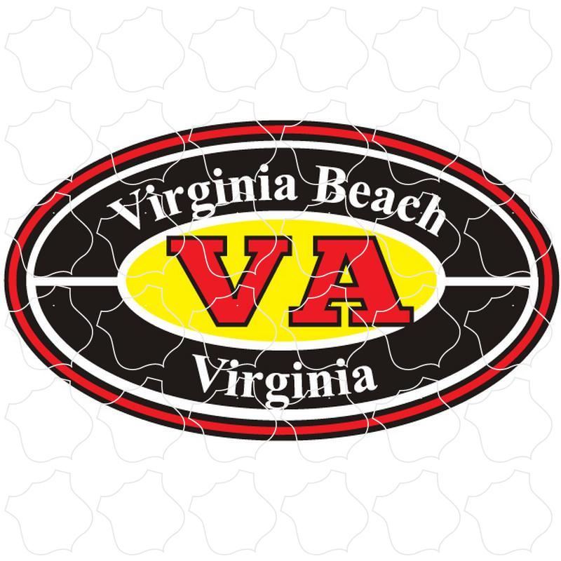 Virginia Beach, Virginia Black, Yellow & Red Oval