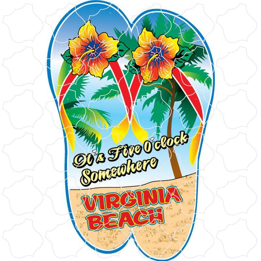 Virginia Beach, Virginia Five O'clock Somewhere Flip Flops