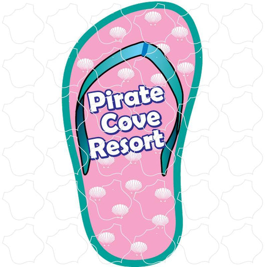 Pirate Cove Resort Pink Flip Flop with Shells