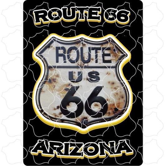 Arizona Gold Text Rusty Route 66 Shield