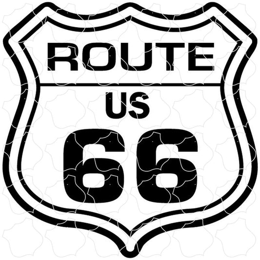 Route Route 66 Shield Black & White