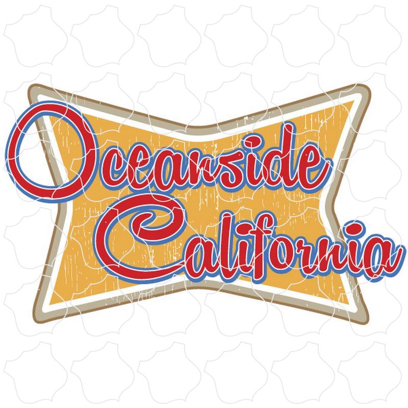 Oceanside, California Retro Squeezed Rectangle