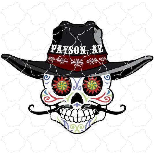 Payson, Arizona Cowboy Hat Sugar Skull