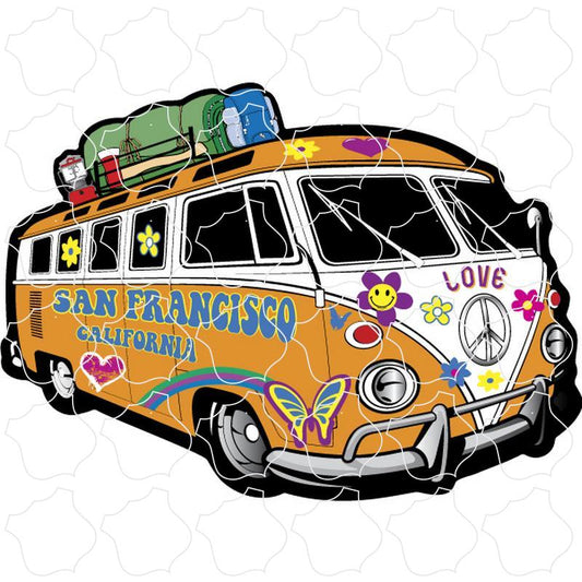 San Francisco, California Orange Hippie Bus