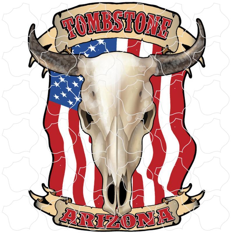 Tombstone, Arizona Flag Steer Skull