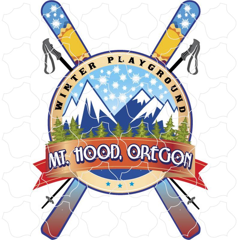 Mt. Hood, Oregon Winter Playground with Crossed Skis