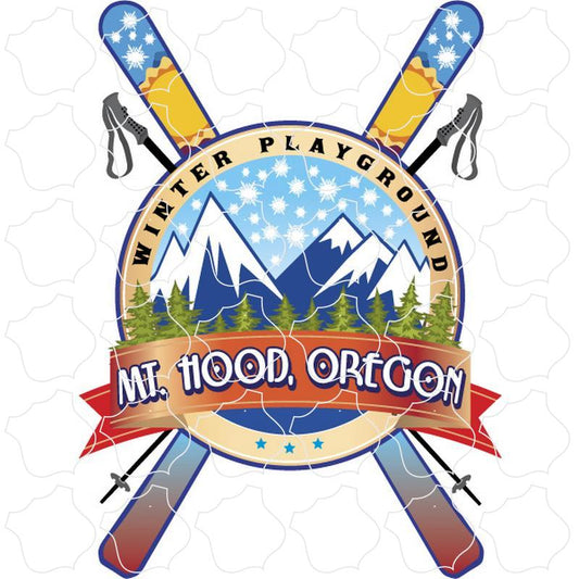 Mt. Hood, Oregon Winter Playground with Crossed Skis