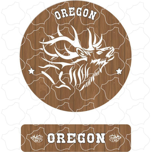 Oregon Wood Circle Elk Sign