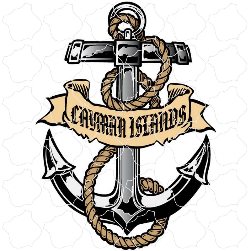 Cayman Islands Anchor with Rope and Banner