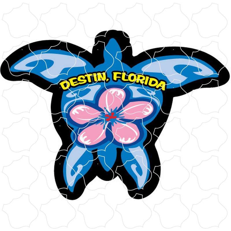 Destin, Florida Blue Turtle with Pink Flower