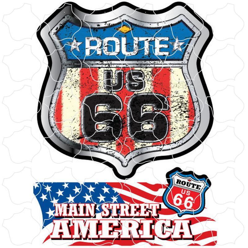 blank *** Route 66 Flag Shield & Stripes