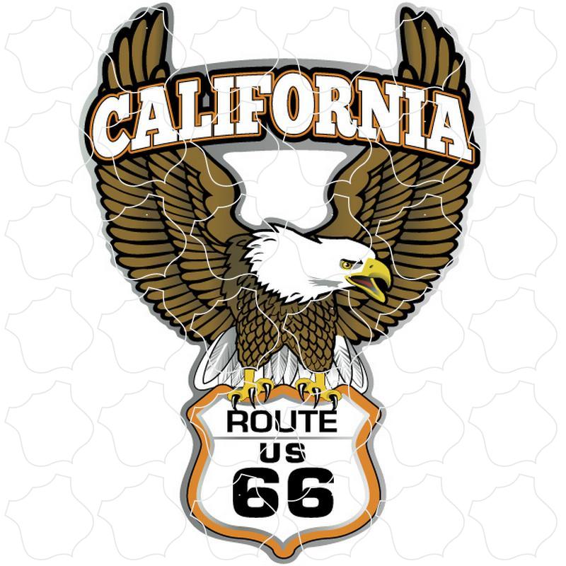 California Eagle Clutching Route 66 Shield