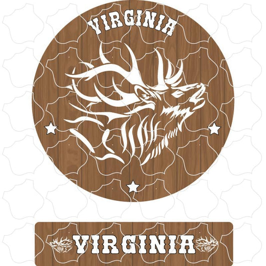 Virginia Wood Circle Elk Sign