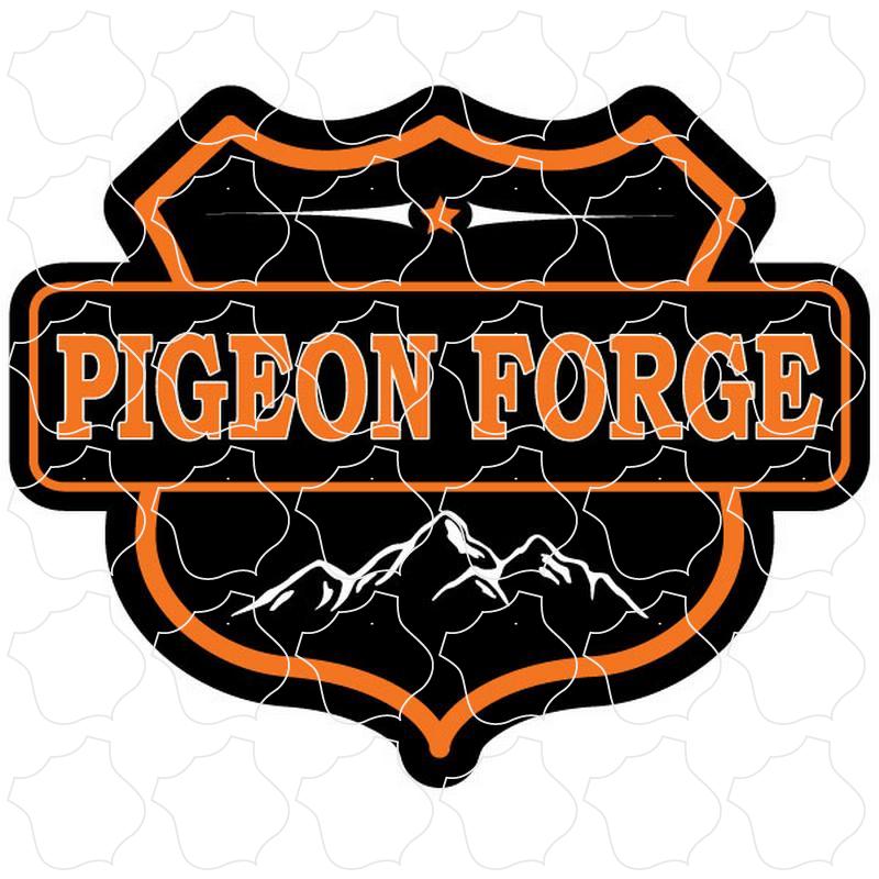 Pigeon Forge Black & Orange Mountain Shield