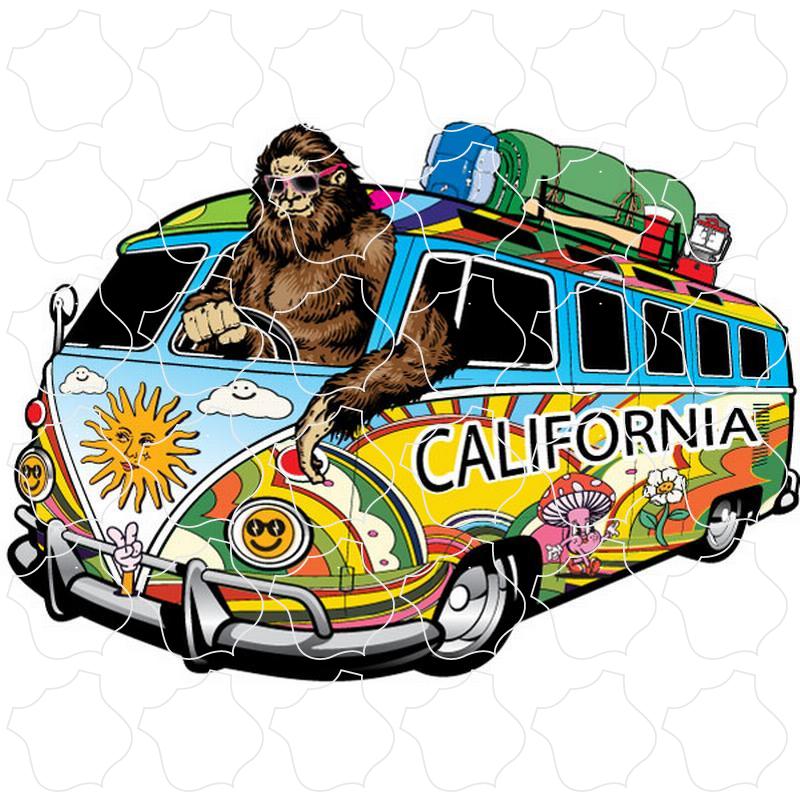 California Bigfoot Driving Hippie Van Bus