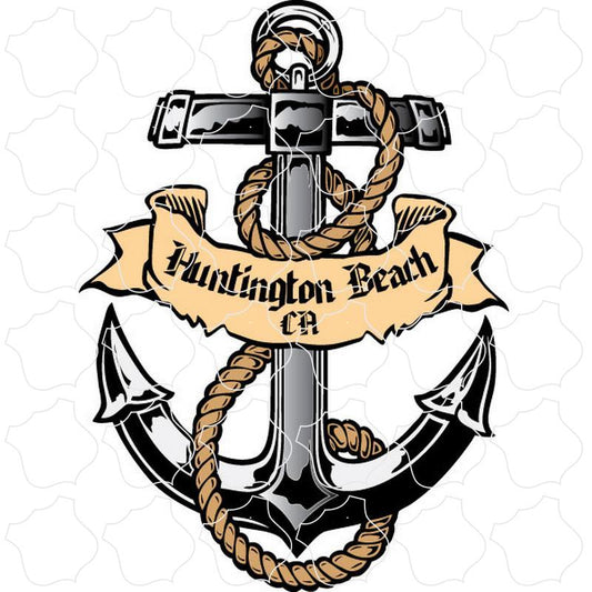 Huntington Beach, CA Anchor with Rope and Banner