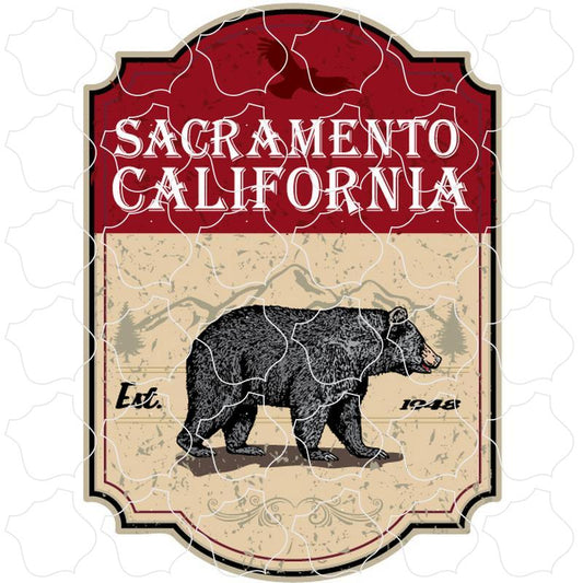 Sacramento California Red Sign With Bear