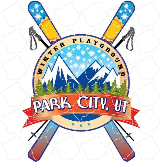 Park City, UT Winter Playground with Crossed Skis