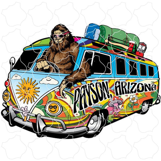 Payson, Arizona Bigfoot Driving Hippie Van Bus