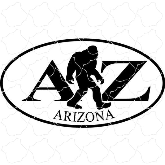 Arizona Bigfoot oval black and white