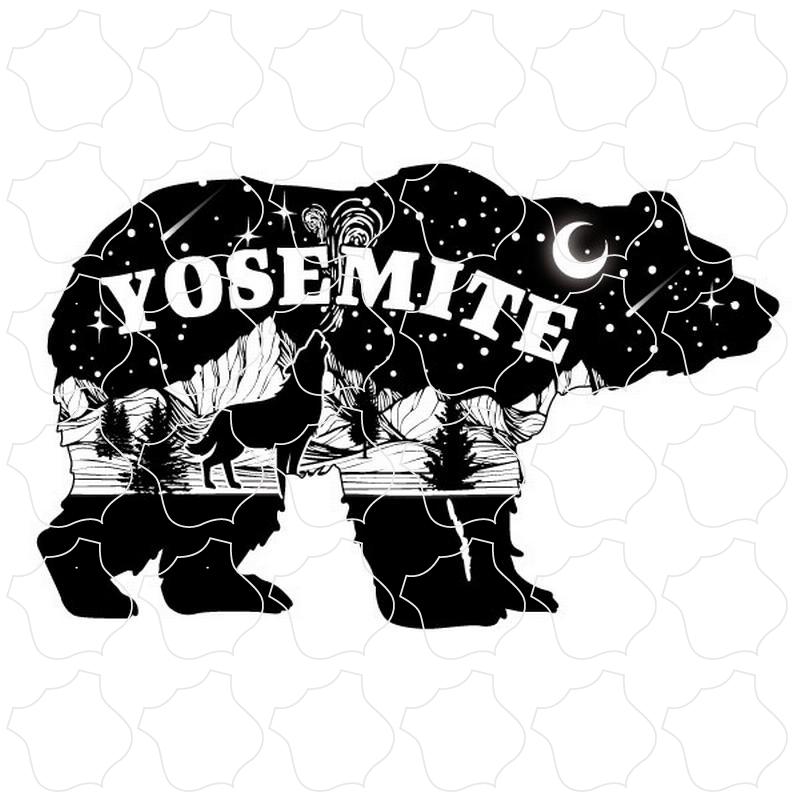 Yosemite Bear with Mountain Night Scene inside