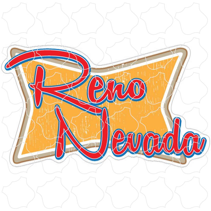 Reno, Nevada Retro Squeezed Rectangle