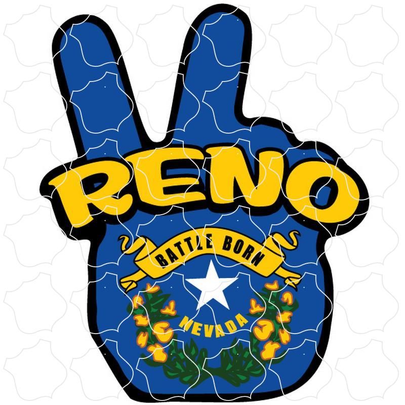 Reno, Nevada Flag Peace Fingers