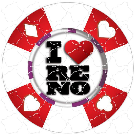 Reno I Heart Poker Chip