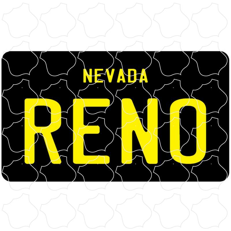 Reno, Nevada Black License Plate