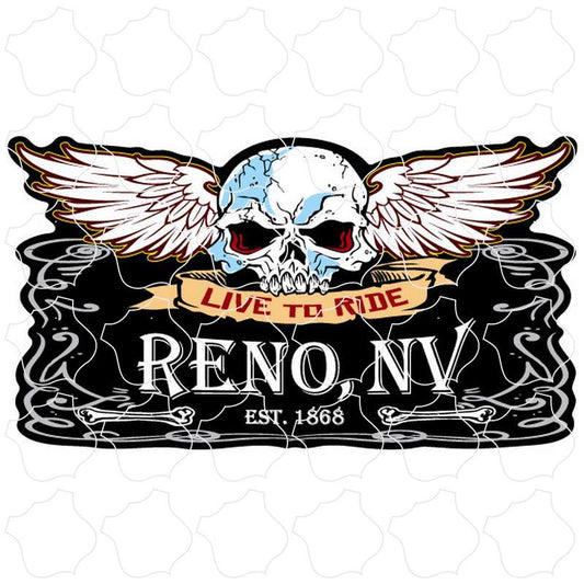 Reno, Nevada Live To Ride Skull Wings