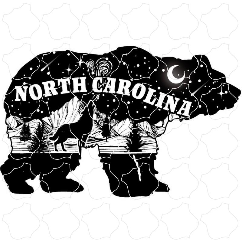 North Carolina Bear with Mountain Night Scene inside