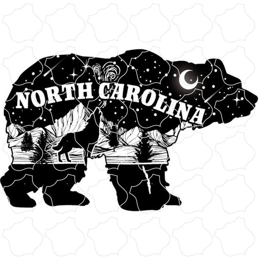 North Carolina Bear with Mountain Night Scene inside