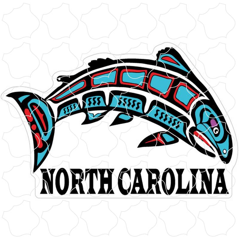 North Carolina Native Stylized Salmon