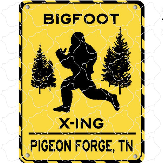 Pigeon Forge, Tennessee Bigfoot Crossing Sign Vertical