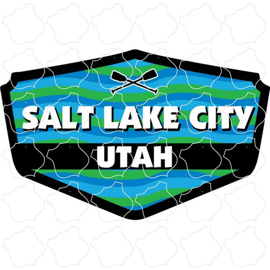 Salt Lake City, Utah Blue Green Wavy Shield