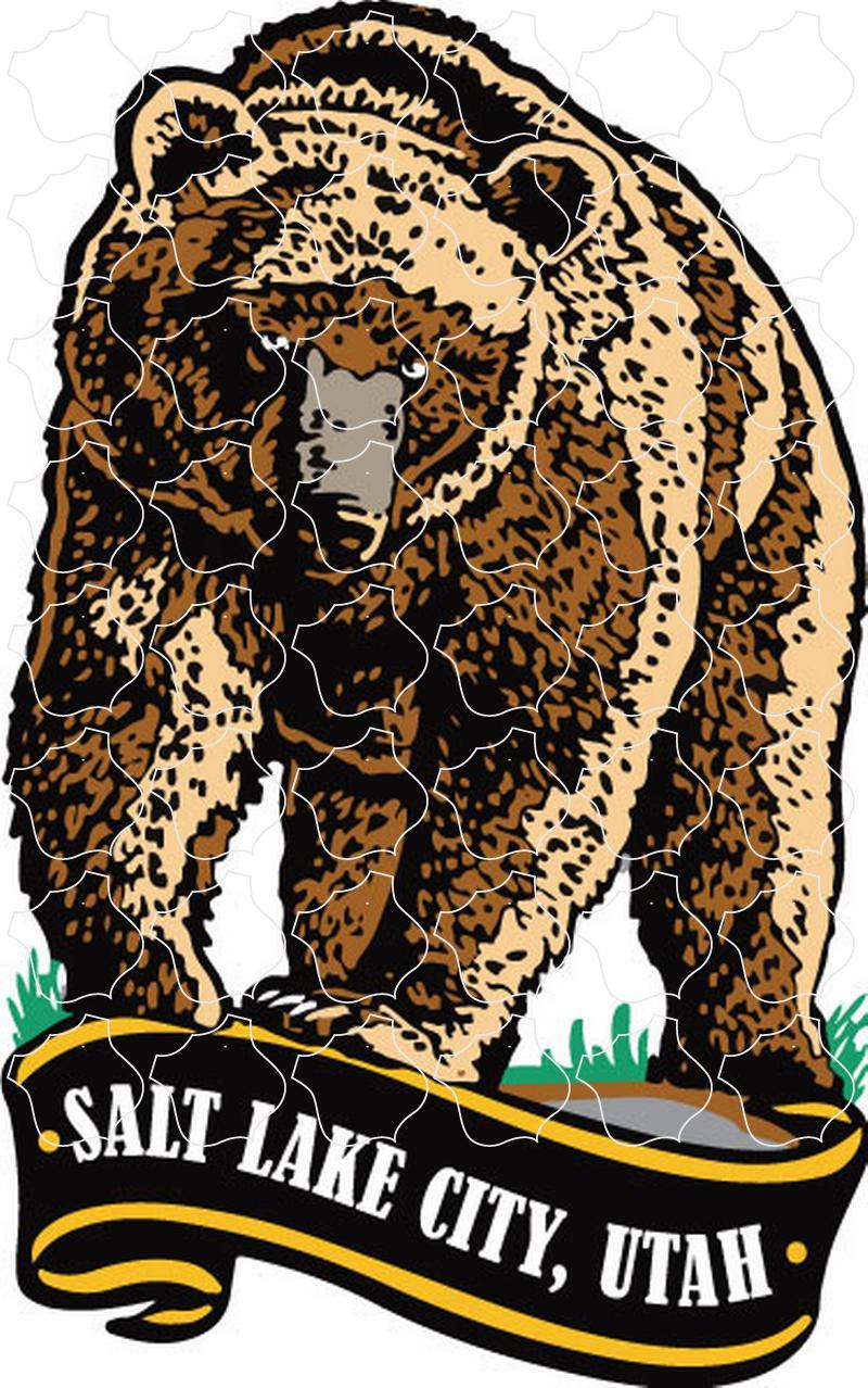 Salt Lake City, Utah Grizzly Bear with Banner Vert