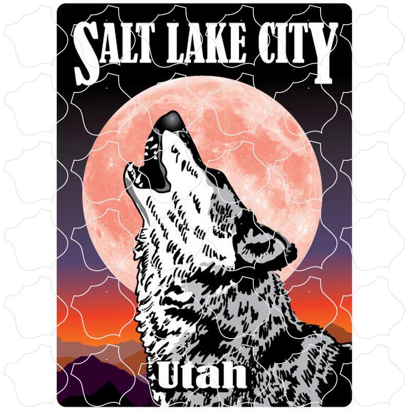 Salt Lake City, Utah Howling Wolf Pink Moon