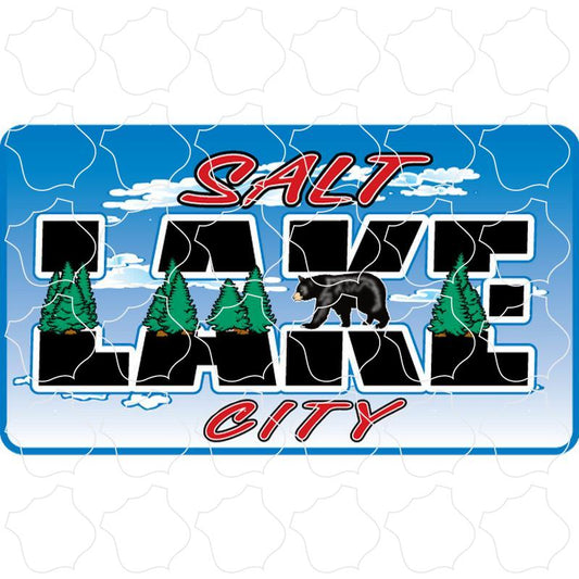 Salt Lake City Split Letters with Pine Trees