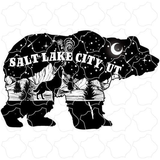 Salt Lake City, Utah Bear with Mountain Night Scene inside