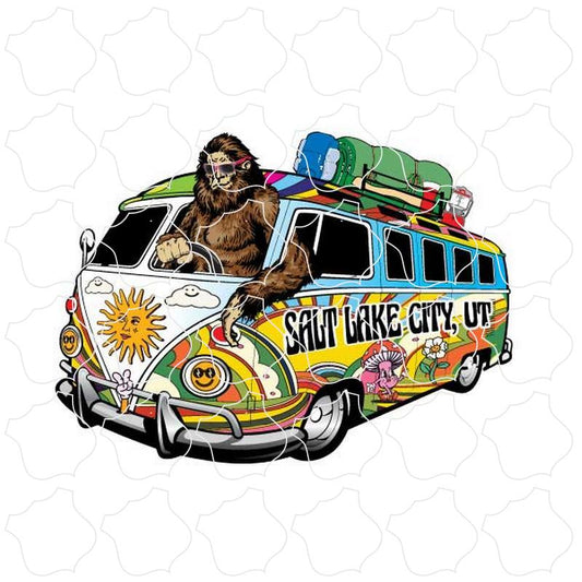 Salt Lake City, Utah Bigfoot Driving Hippie Van Bus